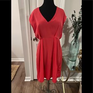 H&M womens coral summer mini dress with darted chest size 14